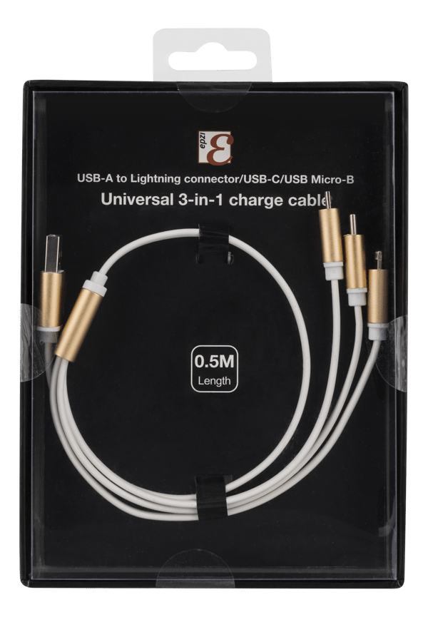 MultiCharger USBC Lightning Micro USB USBA 50cm white