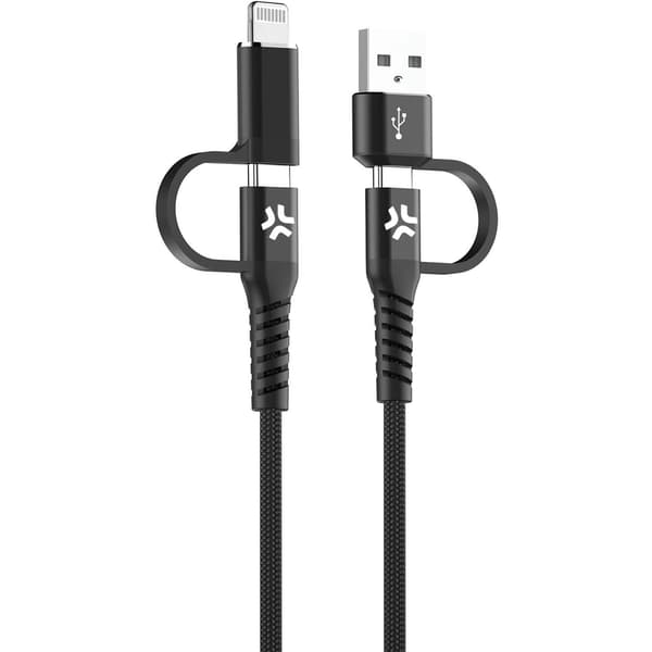 4-in-1-kaapeli USB-C/USB-A-USB-C/Lightning Max 60W 2 m Musta