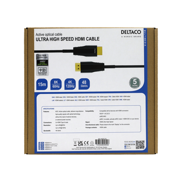 ULTRA High Speed HDMI-cable, 48Gbps, 15m, black, AOC