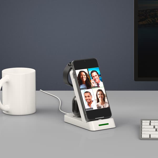 Multifunksjonell trådløs lader for telefon, Samsung smartklokke, øreplugger White