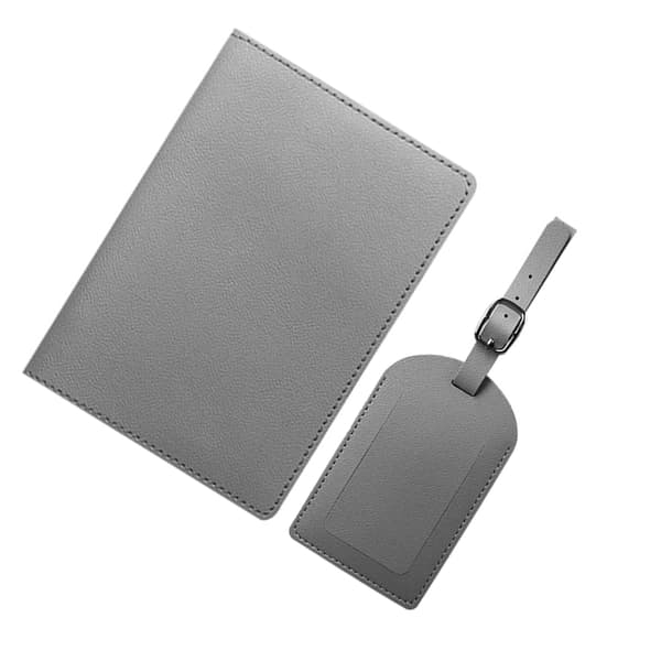 PU læder pasholder og bagagemærkesæt Grey