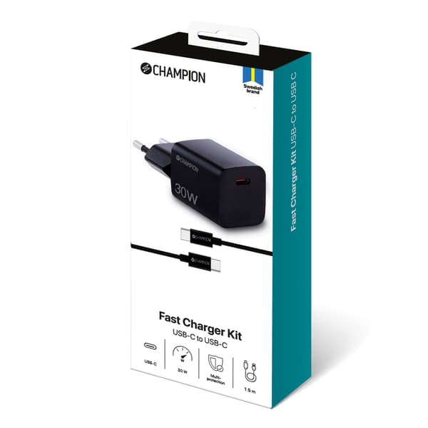 Laturi 30W + USB-C kaapeli musta