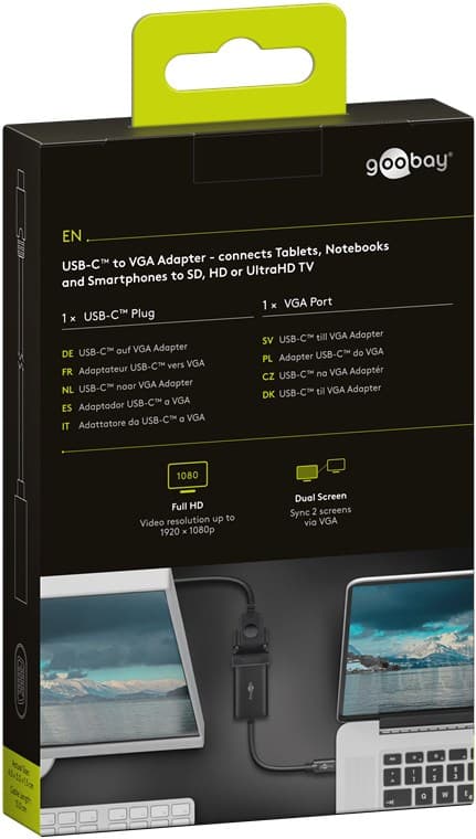 USB-C™ till VGA-adapter, 0,2 m, svart