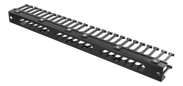 19" cable management, finger duct feedthrough, 1U, black