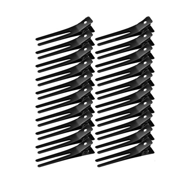 20 st hårklämmor - dubbla metallstylingklämmor Black