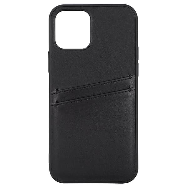 Mobildeksel PU 2 Kort iPhone 12/12 Pro Svart