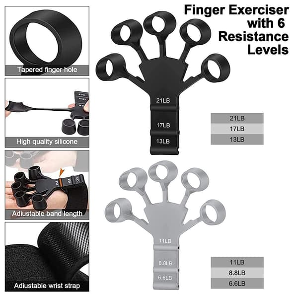 Fingertränare med 6 olika motstånd 2-pack Multicolor1 L