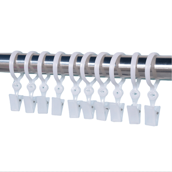 Gardinringar med Klämmor, 10-pack White