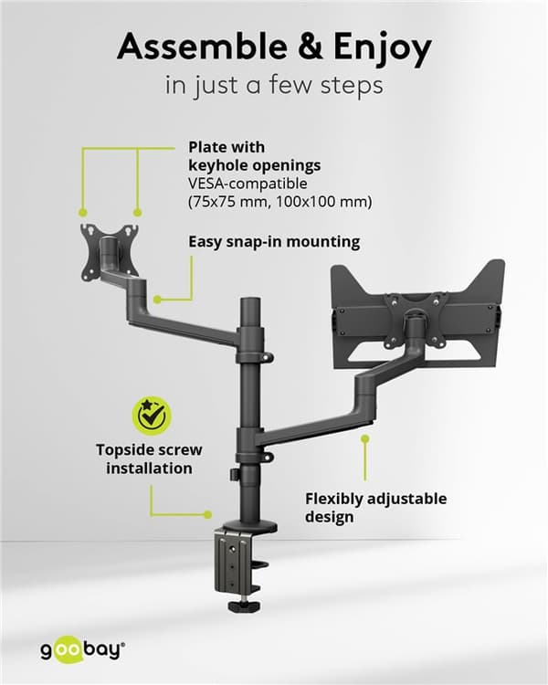 Deluxe skjermfeste med arm for bærbar PC