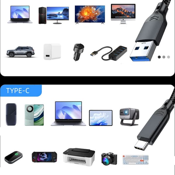 USB 3.2 Type-C-kabel: 10 Gbps høyhastighetsdata og 60 W hurtiglading Black 3 m