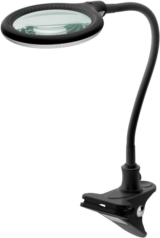 LED forstørrelseslampe med klemme, 6 W, sort