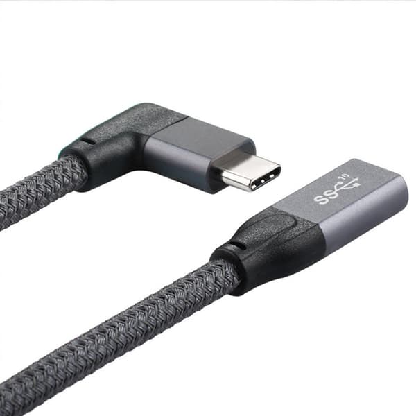100W USB-C forlængerkabel - 20Gbps data & 4K video - vinkelret design 1m