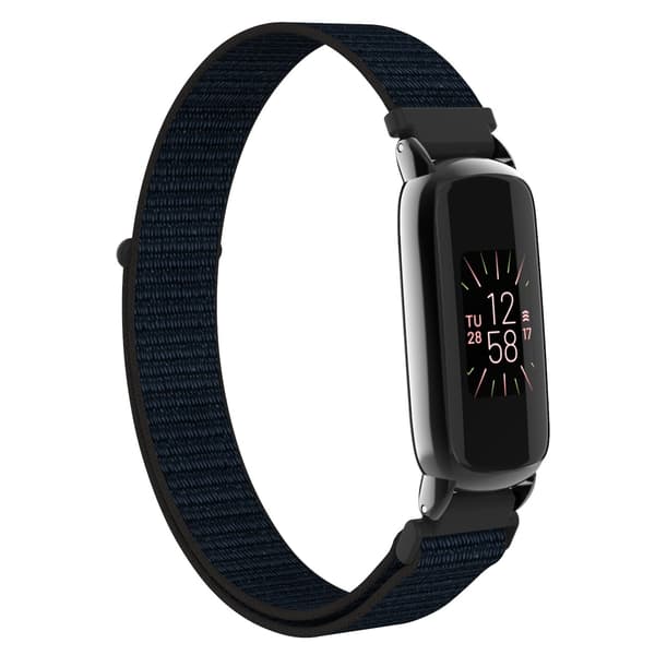 Justerbart Sportarmband i Nylon Loop Kompatibelt med Fitbit Luxe Black