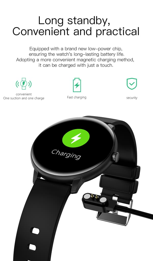 Smartwatch med EKG, pulsmåler, blodtryksmåler, søvntracker og skridttæller Black