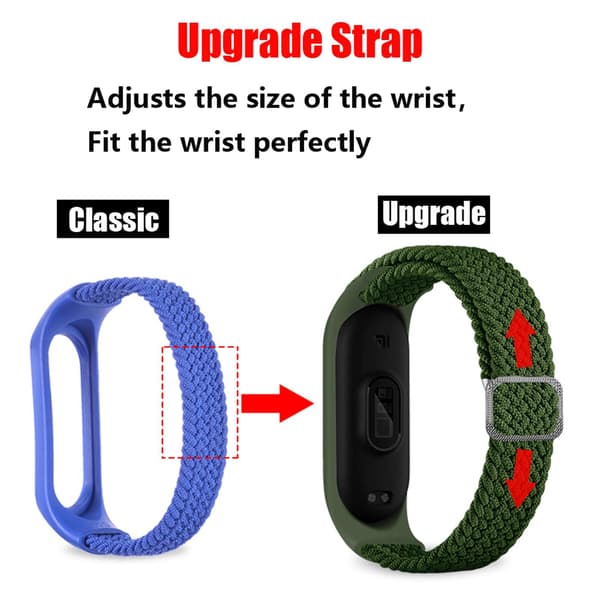 Urrem Nylon til Xiaomi Mi Band 3/4/5/6/7/NFC Grey