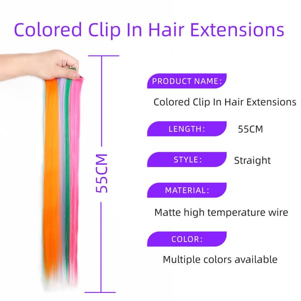 10 stk. Clip in Hair Extensions Blue