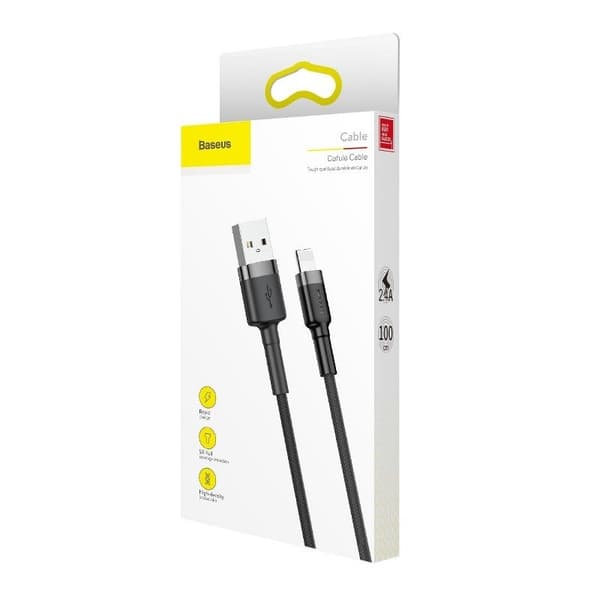 Baseus Cafule USB Lightning -kaapeli 1,5A 2m (harmaa+musta)