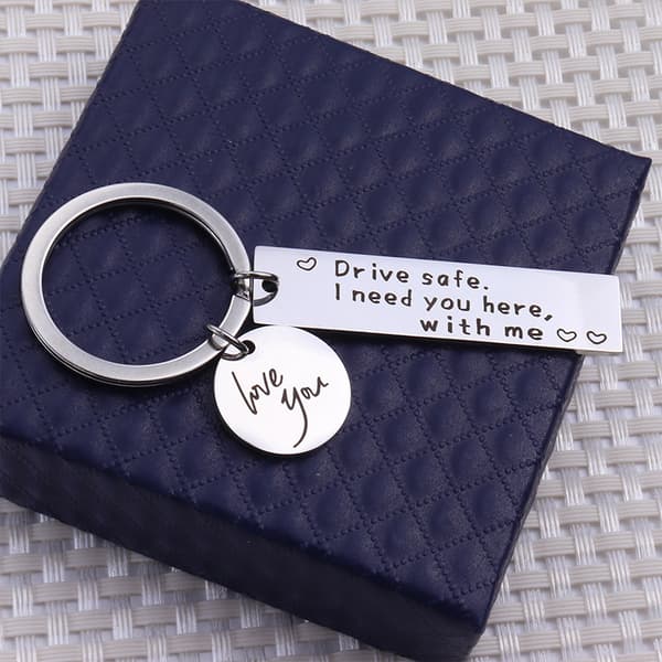 Nyckelring "Drive safe" rostfritt stål Silver 1-pack