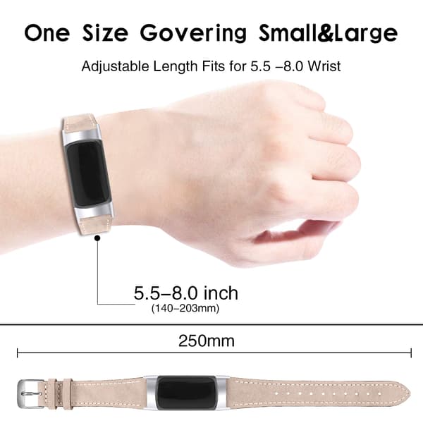 Armband i Äkta Läder för Fitbit Charge 5/6 Beige