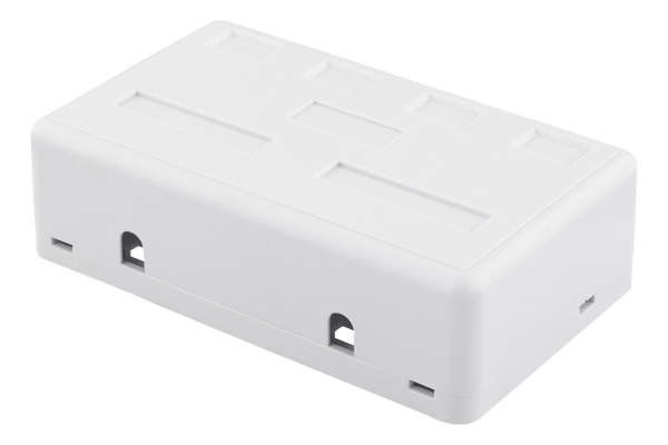 Surface mount box for Keystone, 4 ports, white