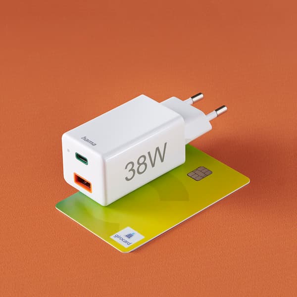 Minilaturi USB-C + USB-A Qualcomm 3.0 38W Valkoinen