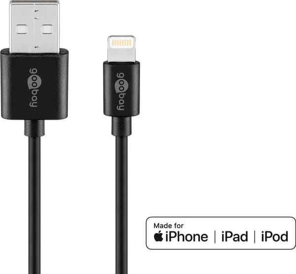 Lightning USB-kabel for lading og synkronisering, 1 m, svart