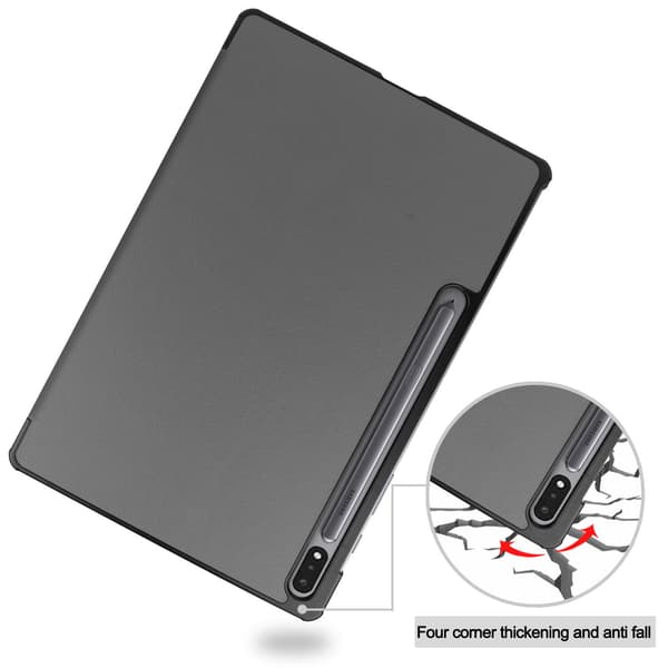 Samsung Galaxy Tab S7 Plus / FE / Lite Tri-fold etui PU læder / PC grå