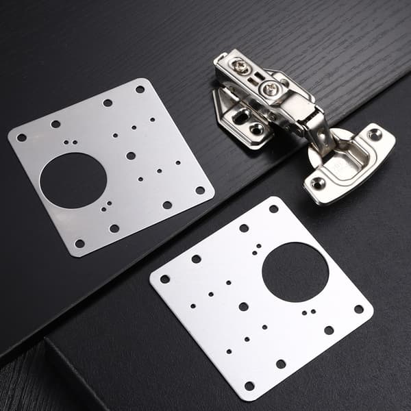 Reparationsplade til hængslede møbler 9x9 cm rustfrit stål 2-pack
