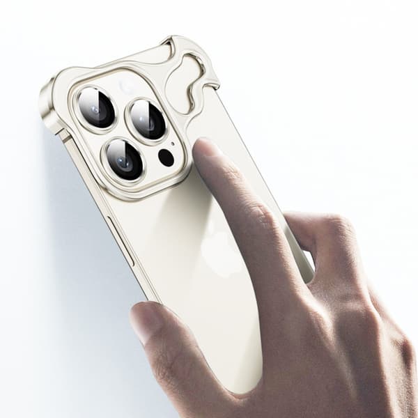 Unikt metallramsfodral + linsskydd för iPhone 14 - Silver