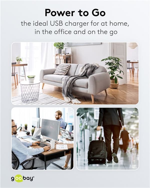 USB-C™ PD GaN dobbelt hurtigoplader (30 W) sort