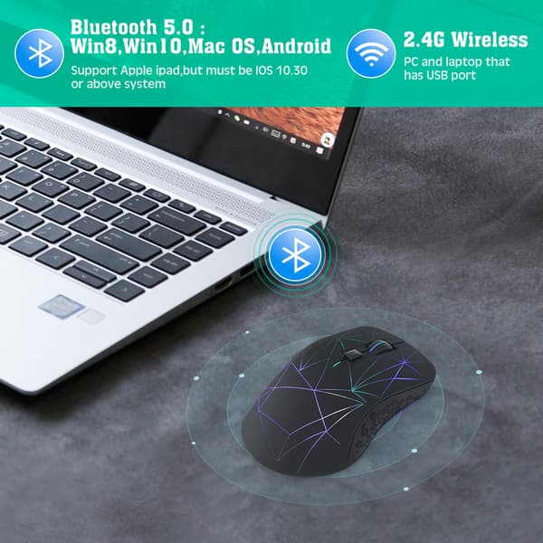 Dobbelmodus Bluetooth trådløs mus - Ergonomisk design