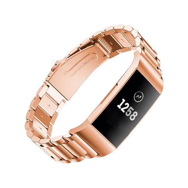 Roségull klokkereim i rustfritt stål til Fitbit Charge 3