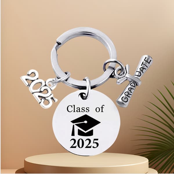 Class of 2025 Keychain - Rustfritt stål Graduation Gift