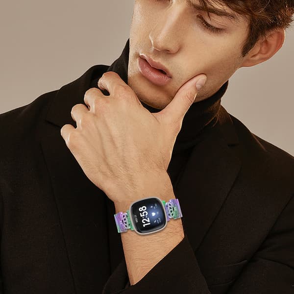 Glittrande klockarmband med tre pärlor för Fitbit Versa 3/4/Sense 2