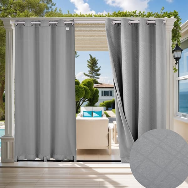 Vattentät präglad utomhusgardin LightGrey M