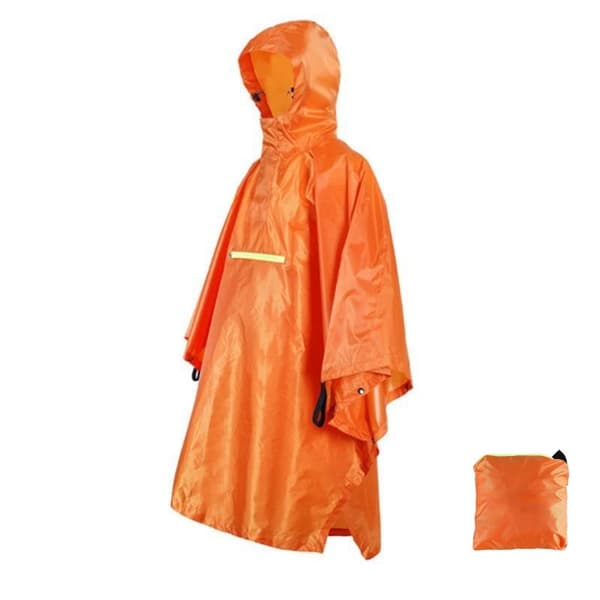 Vedenpitävä sadeponcho - musta polyesteri PU Orange