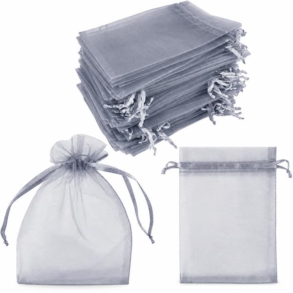Presentpåsar med Dragsnöre - 7x9 cm, 25-pack Grey