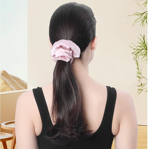 19 Momme 9cm Silke Hår Scrunchie - Blidt Hårtilbehør Grey