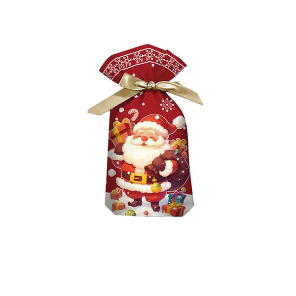 Julgodisväskor Snöflinga Jultomte 23x34cm (50-pack) Dragsko Presentpåsar