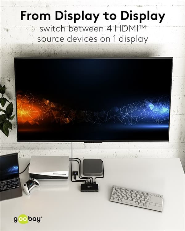 HDMI™ switch box 4 til 1 med lydudgang