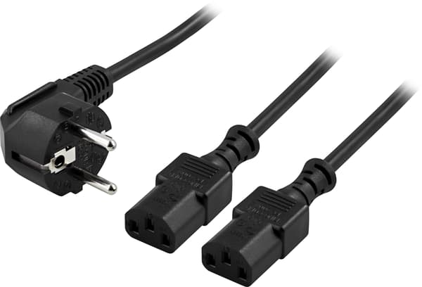 Earthed Y device cable, angled CEE 7/7 2m