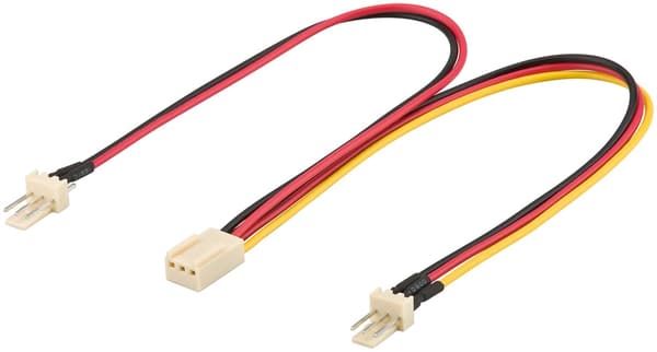 PC-ventilator Y-strømkabel, 3 pin hanstik/hunstik