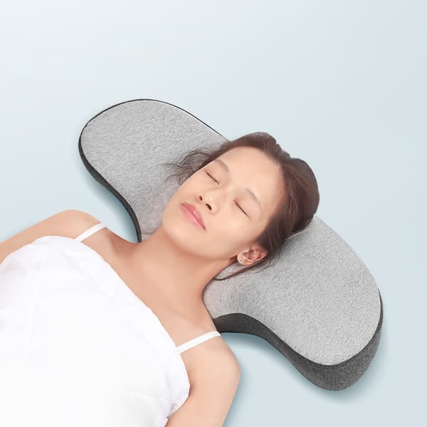Frogkudde med grått överdrag - Ergonomisk nackstödskudde
