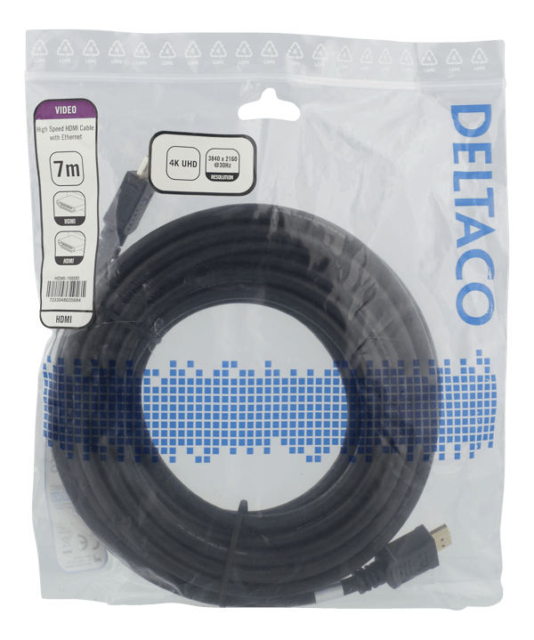 High-Speed HDMI cable, 7m, Ethernet, 4K UHD, black