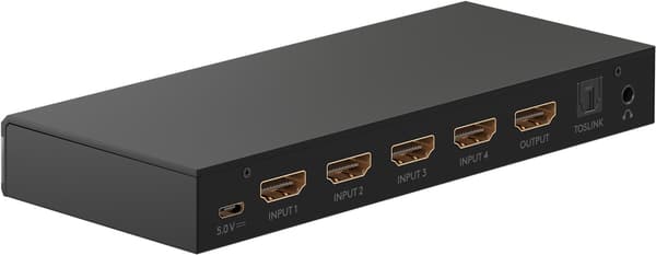 HDMI™ switch box 4 til 1 med lydudgang