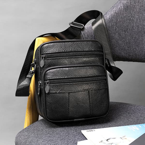 Crossbody taske i ægte læder Black
