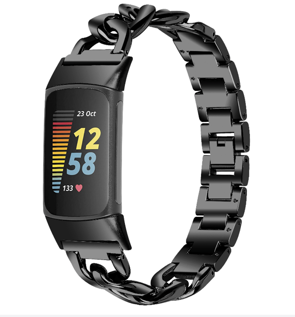 Klokkerem kompatibel med Fitbit Charge 5 rustfritt stål svart