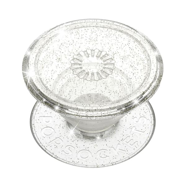 Clear Glitter Silver Avtagbart Grip med Ställfunktion