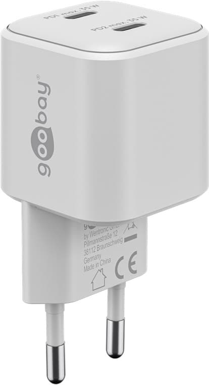 USB-C™ PD GaN dobbel hurtiglader Nano (35 W) hvit
