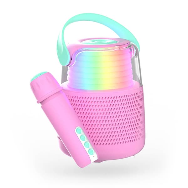 Högtalare Karaoke Kit Mic LED Rosa